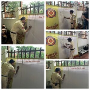 इंदौर के थाना मल्हारगंज द्वारा "नशे के विरुद्ध जागरूकता अभियान" के आठवें दिन सार्वजनिक स्थानों पर प्रचार, हस्ताक्षर अभियान और नशामुक्ति की शपथ दिलाई गई। युवाओं को नशे के दुष्प्रभावों के प्रति जागरूक किया गया।
